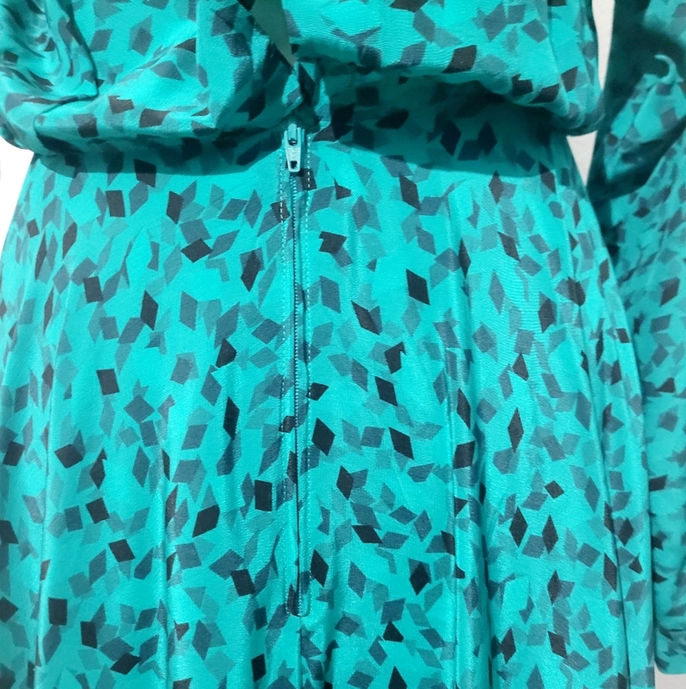 VINTAGE Maggy London by Jeannene Booher 100% Silk Long Abstract Print Dress 80's - Picture 7 of 15